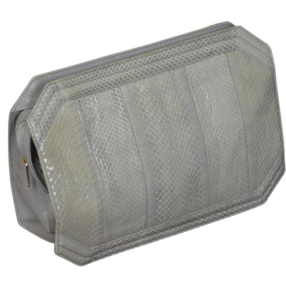 The Bon Gray Eel Skin Strapless Clutch 1980s Vintage - Picture 1 of 9